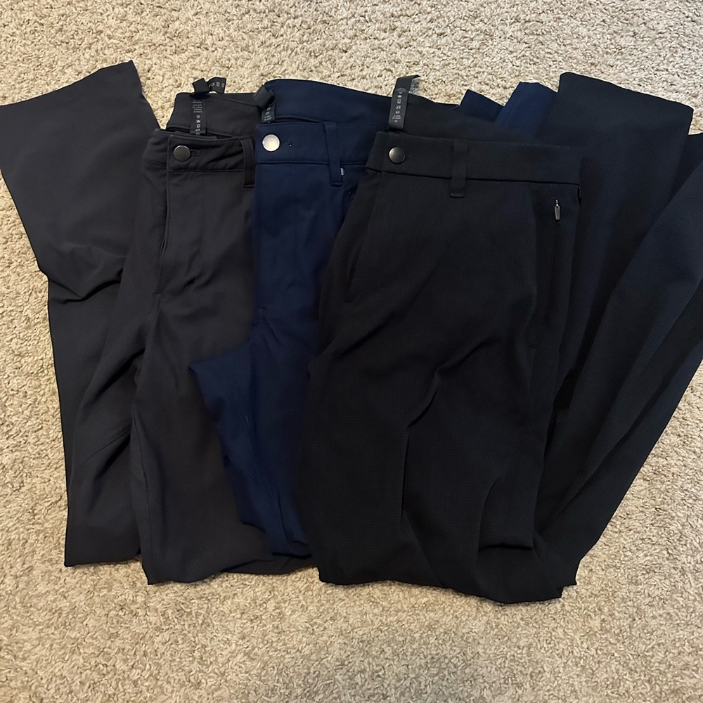Lot of 3 Lululemon Size 32 Men's Black, Grey, and Navy Pants